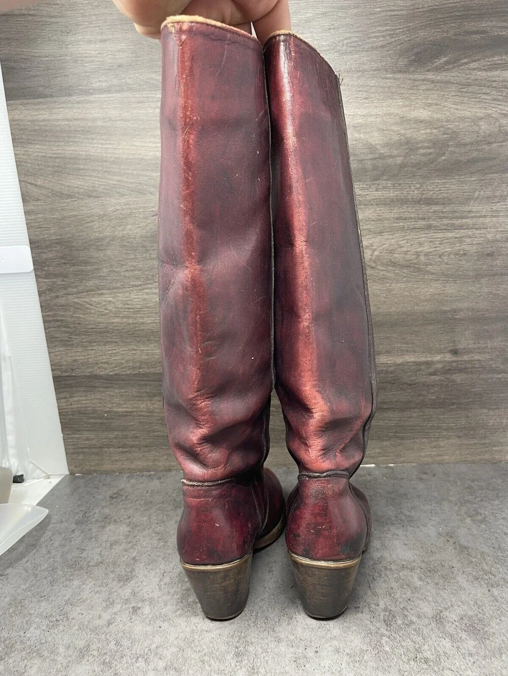 Vintage Dexter Campus Red Leather Riding Boots Womens Size 7 High Tall